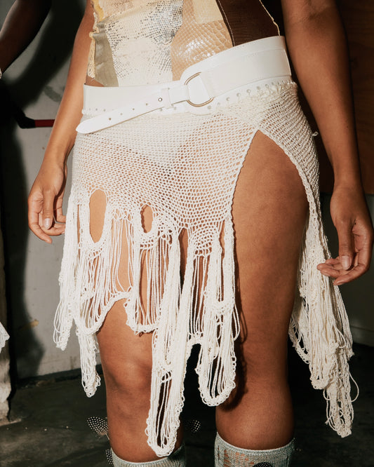 White belted skirt